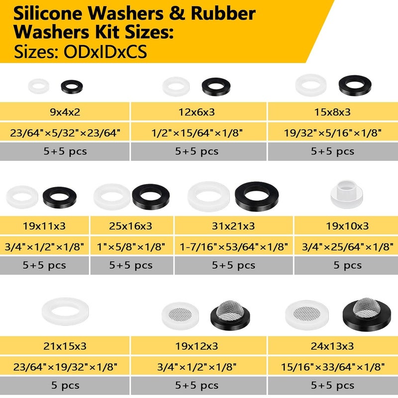 NBRINGO 258 PCS Faucet Washers Assorted Kit - 32 Sizes Plumbing Hose Bib Washer Repair Kit for Spigot Repair, Sink, Valve Stem, Hose Nozzle, Outdoor Faucet - Leak Repair - Image 3